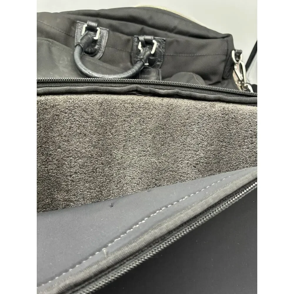Tumi 73223D Briefcase Laptop Bag Black Nylon Croc Leather Trim Shoulder Strap